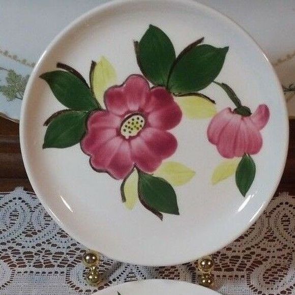 SALE! 2 Vintage Stetson B&B Plates STT34 Coupe Shape Pink Flowers - Picture 2 of 12